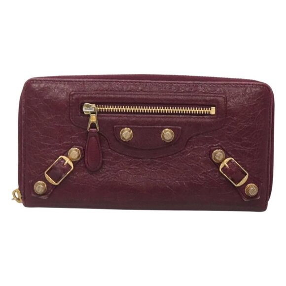 BALENCIAGA Long Wallet Leather Purple 253053 Auth - Picture 1 of 16